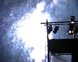 Lighting platform illuminated by firework